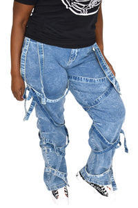 Strappy Denim Jeans - Keanna Couture