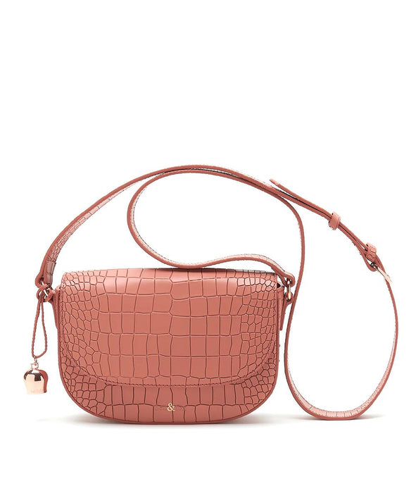 Callie Mini Saddle Bag Terracotta Croc - Keanna Couture