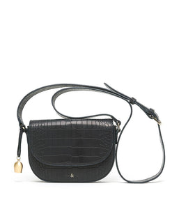 Callie Mini Saddle Bag Black Croc - Keanna Couture